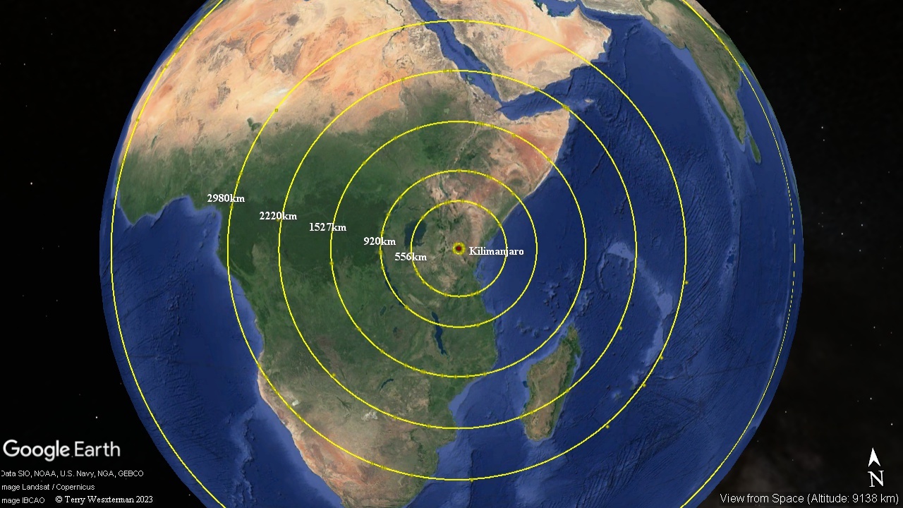 Seismic circles from the Kilimanjaro Impact