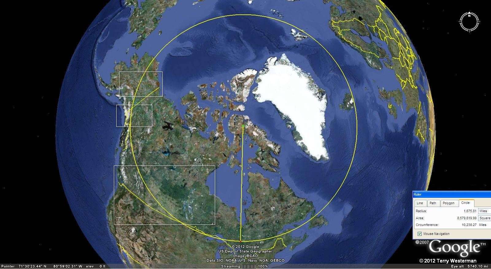 The Baffin Island Impact 1675 mile radius seismic circle