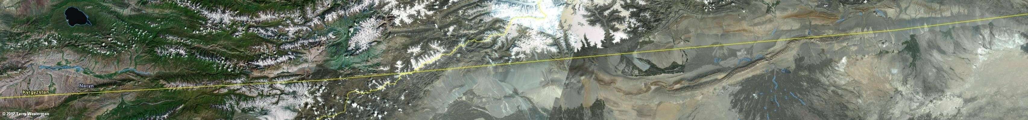 The Baffin Island 4545 mile radius seismic circle through Central Asia.