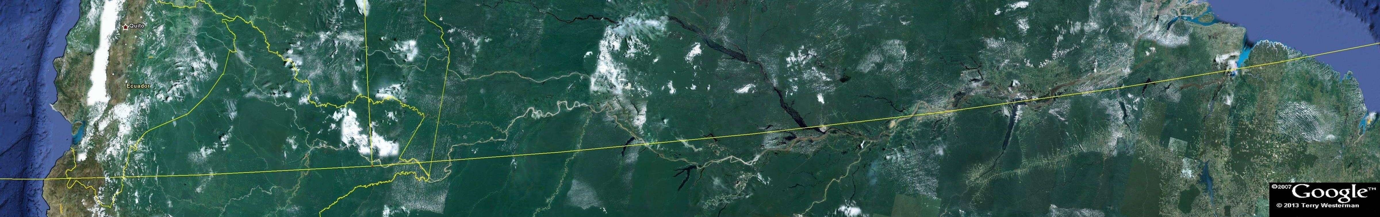 The Amazon River and the  Baffin Island Impact 5230 mile radius seismic circle.