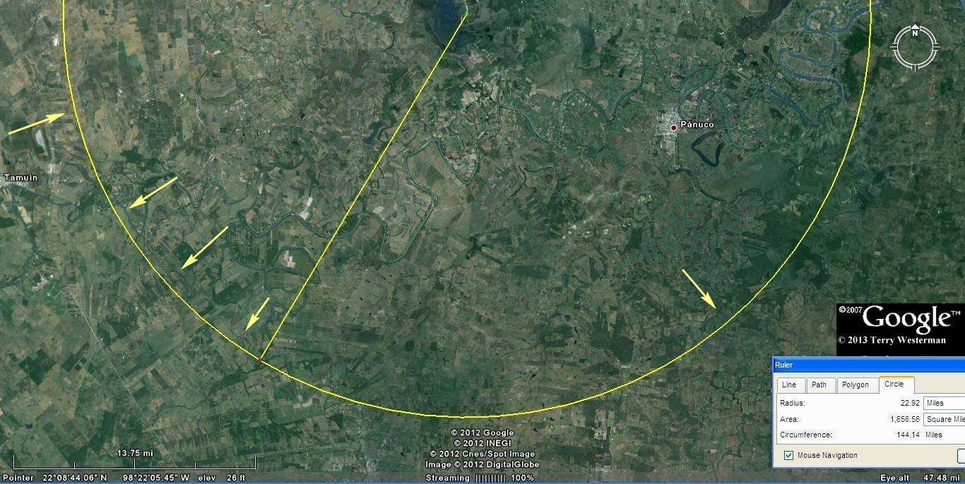 Ã‰bano Impact shock wave alignments at 22 miles south.