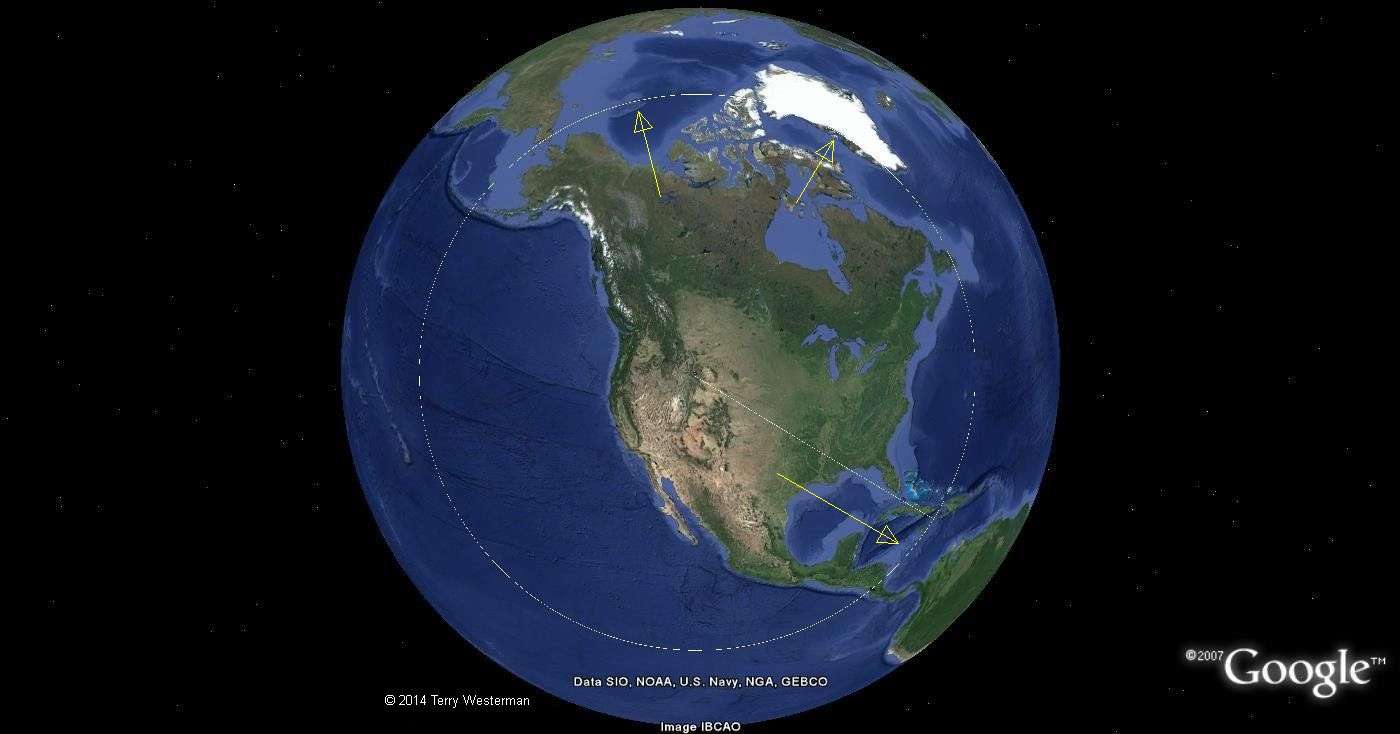 The Yellowstone Meteor Impact seismic circle at 2690 miles distance.