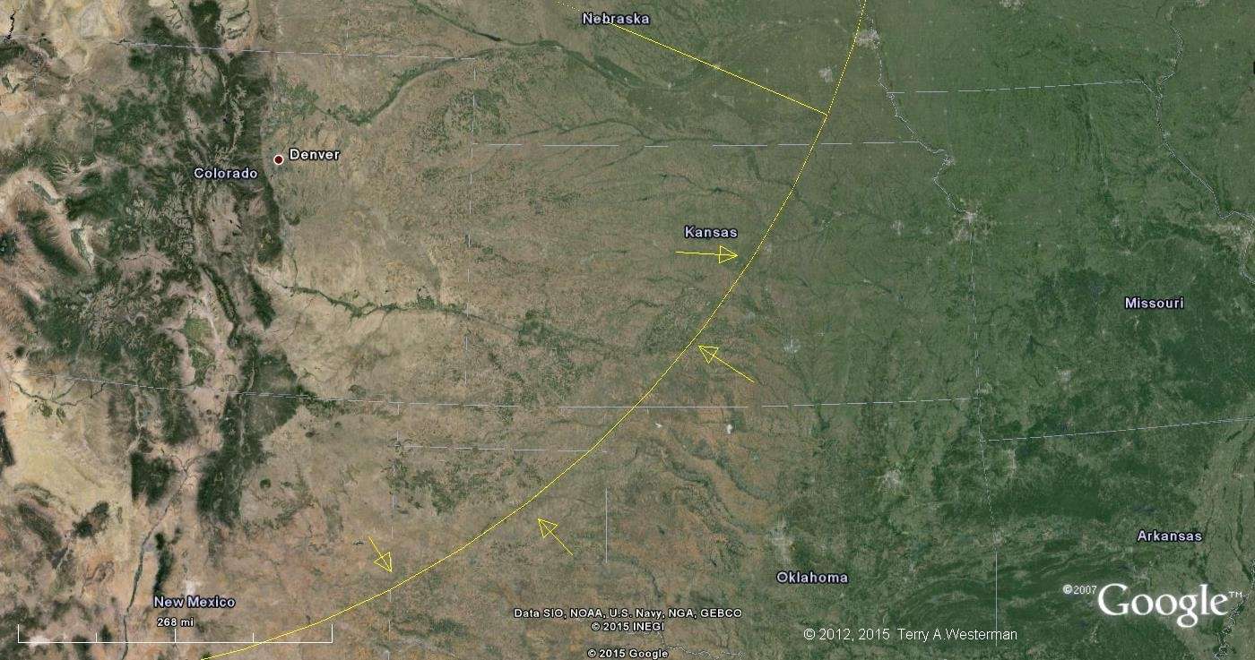 The Yellowstone Meteor Impact seismic circle at 760 miles distance southeastern section.