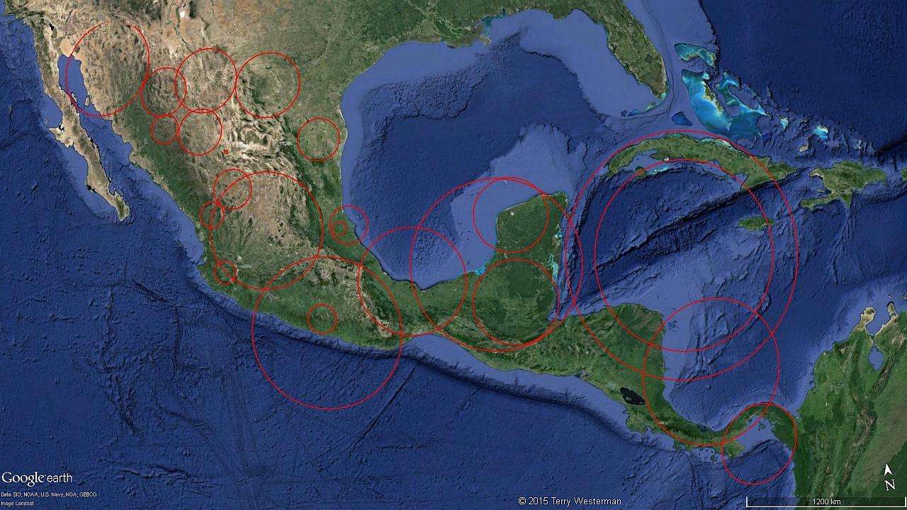 Meteor Impacts through Central America